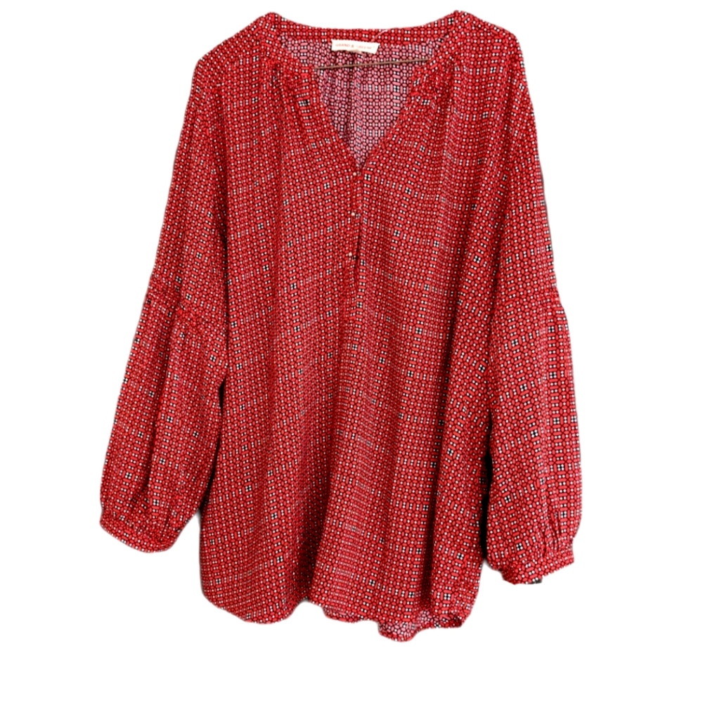 Grand & Green Womens Red Blouse